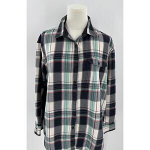 The North Face Womens Black Green Flannel Shirt Cabincore Gorpcore Top Medium